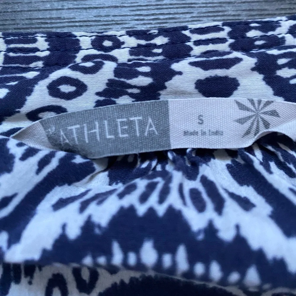 Athleta Womens Blue Ikat Embroidered Swim Cover Up Tunic Size Small